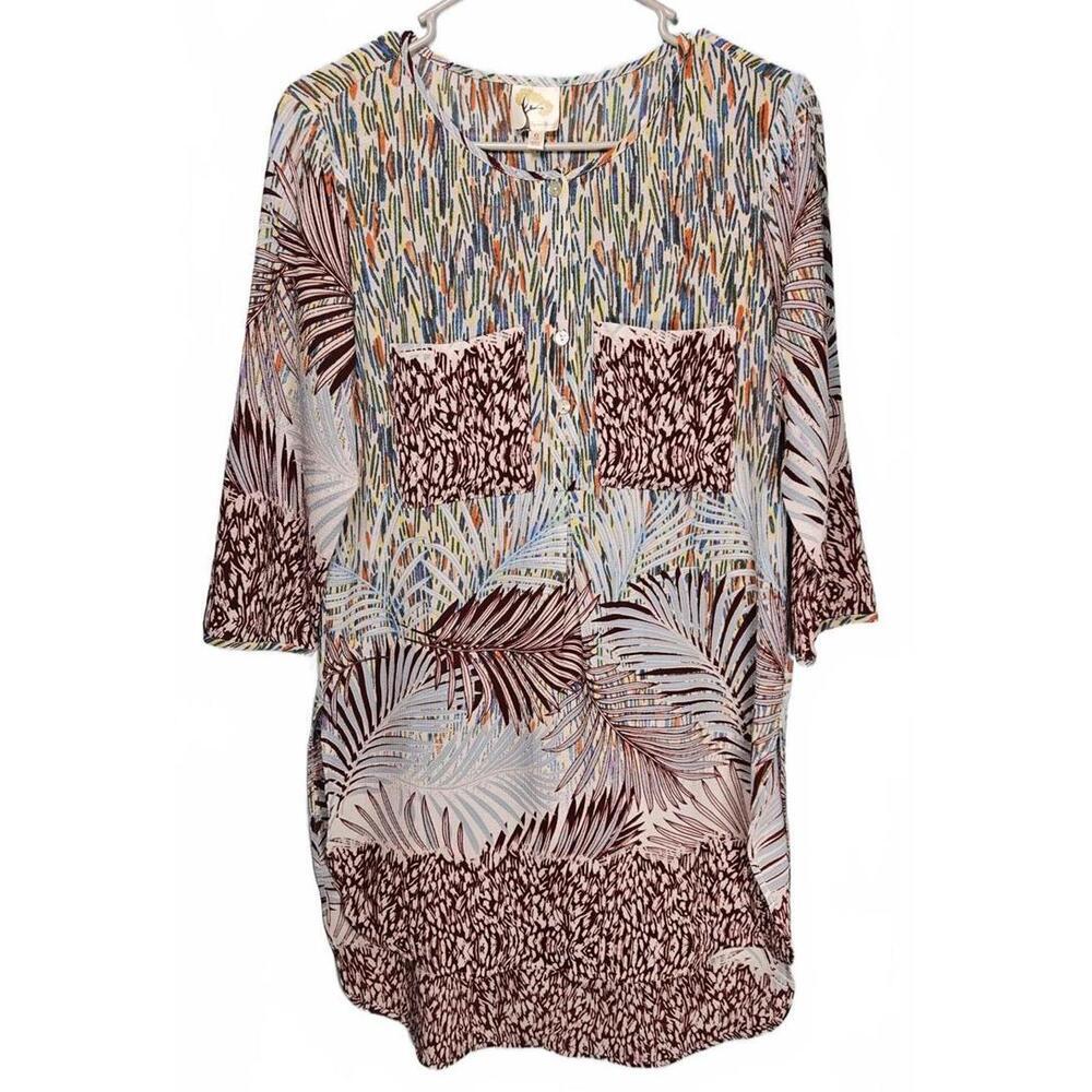 Fig & Flower Anthropologie Women's Tropical Printed Boho Hi-Lo Tunic/Dress Small